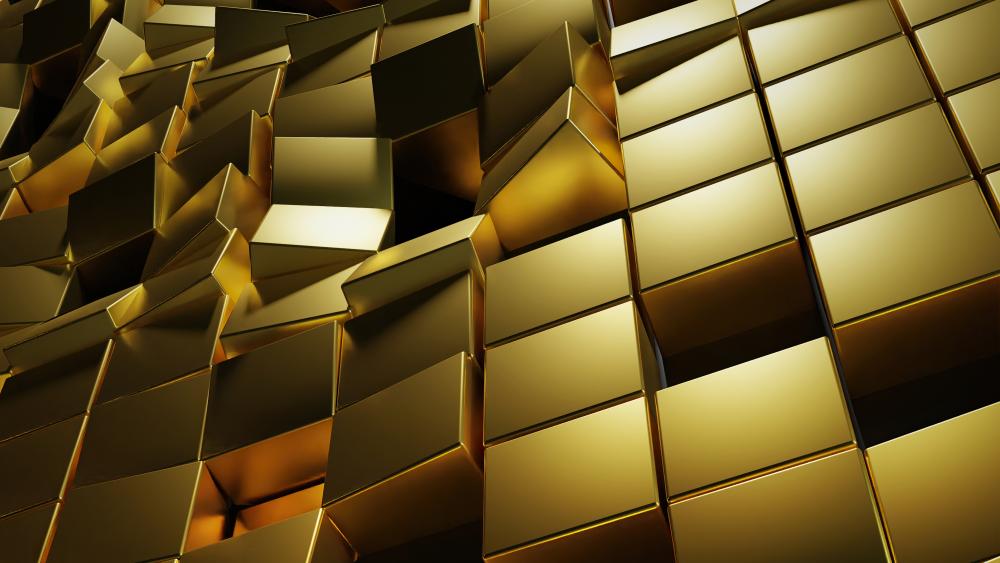 Golden Geometric Illusion: Abstract 3D Art wallpaper