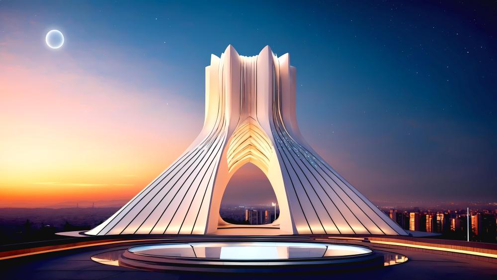 Futuristic Vision of Tehran's Iconic Landmark wallpaper