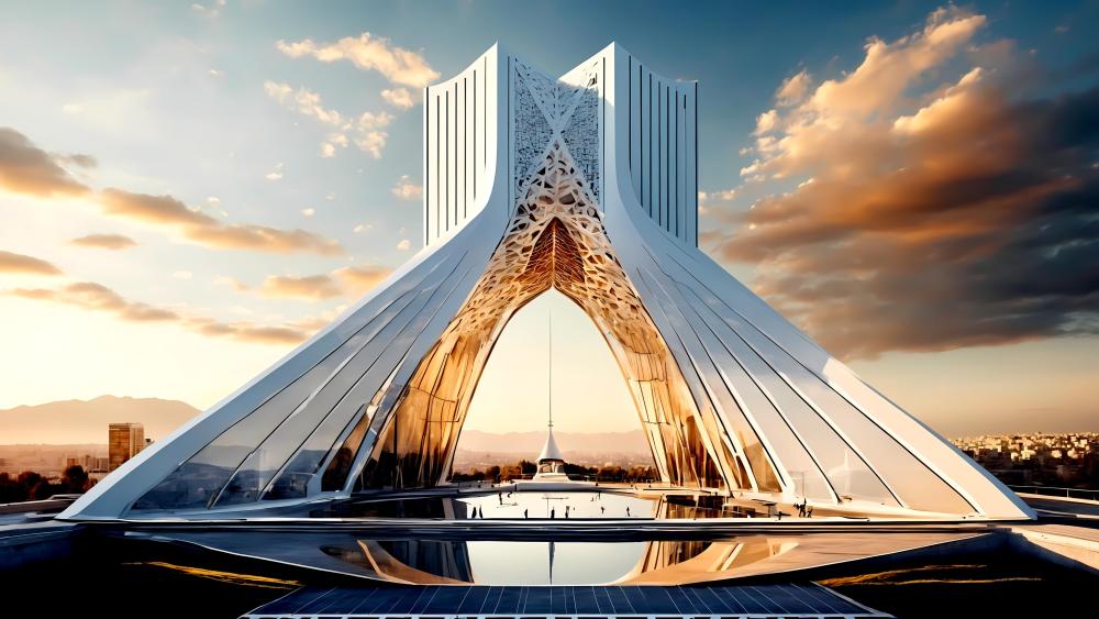 Futuristic Tehran's Iconic Azadi Tower wallpaper