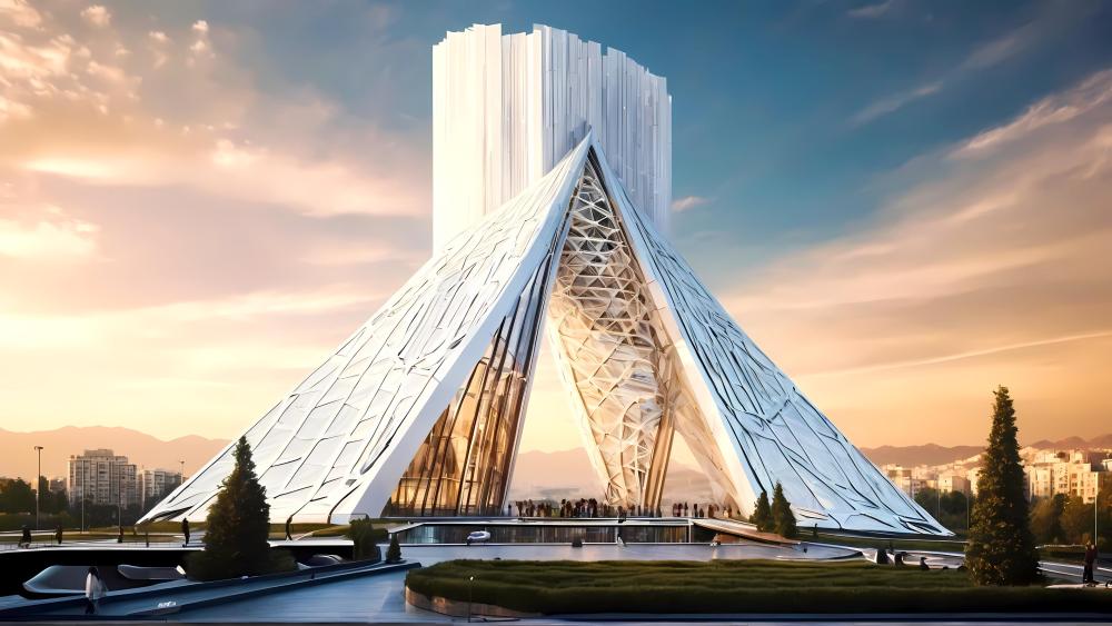 Futuristic Vision of Azadi Tower Monument, Tehran in 4K wallpaper