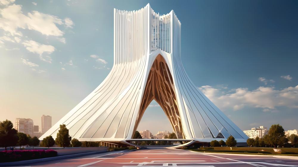 Futuristic Vision of Tehran's Iconic Monument wallpaper