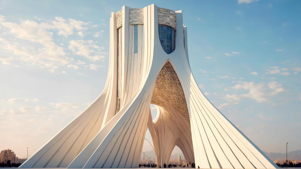 Futuristic Elegance of Tehran's Iconic Landmark wallpaper