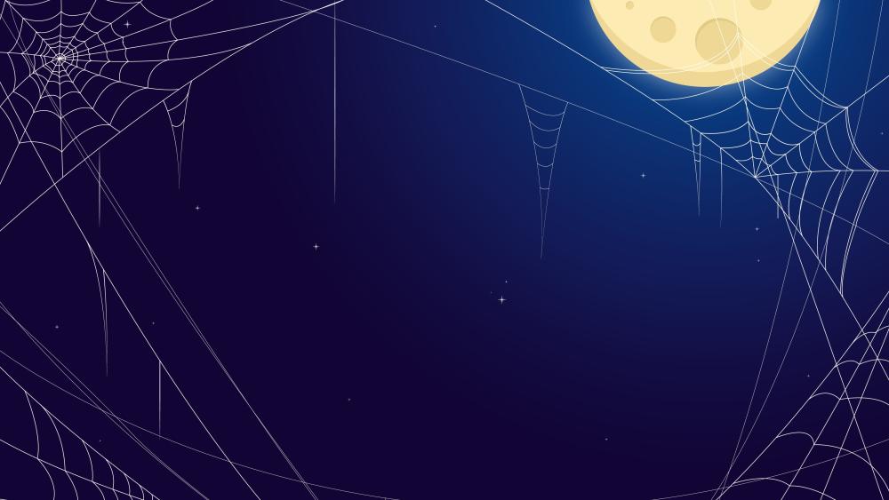 Haunting Moonlit Night with Spiderwebs wallpaper