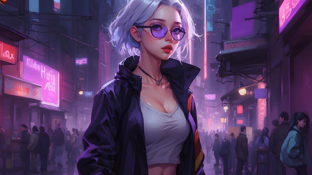 Neon Dreams in the City Night wallpaper