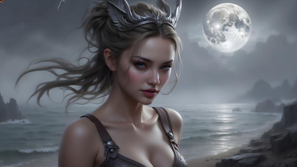 Moonlit Enchantment by the Sea wallpaper