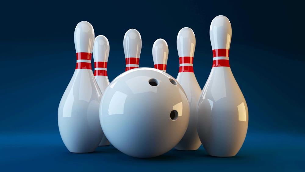 Bowling Action on a Blue Background wallpaper