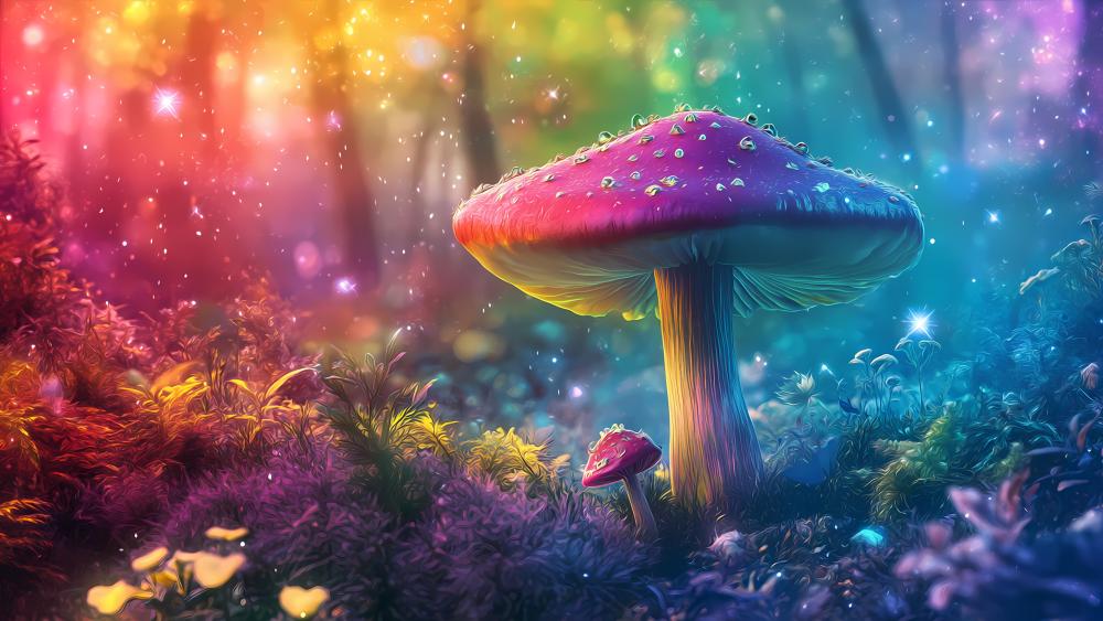 Enchanted Mushroom Dreamscape in Fairyland 4K Wallpaper wallpaper