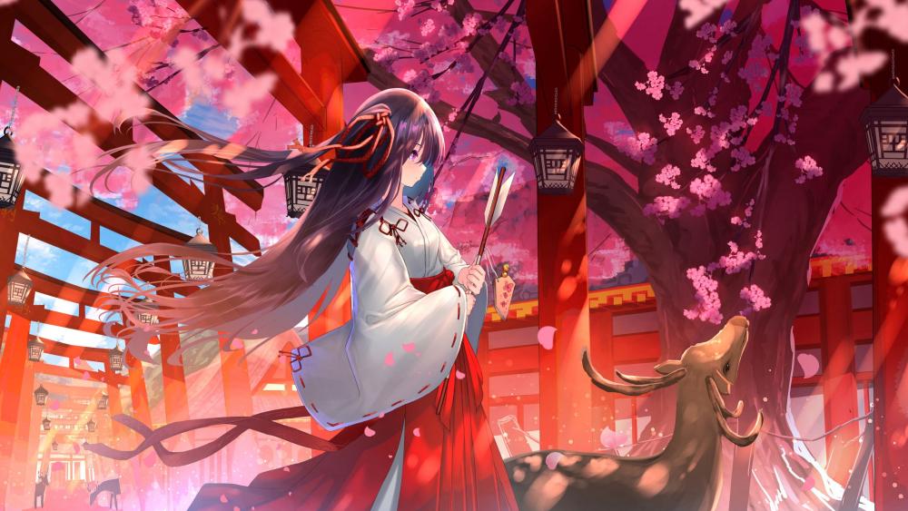 Anime Serenity in Sakura Blossom wallpaper