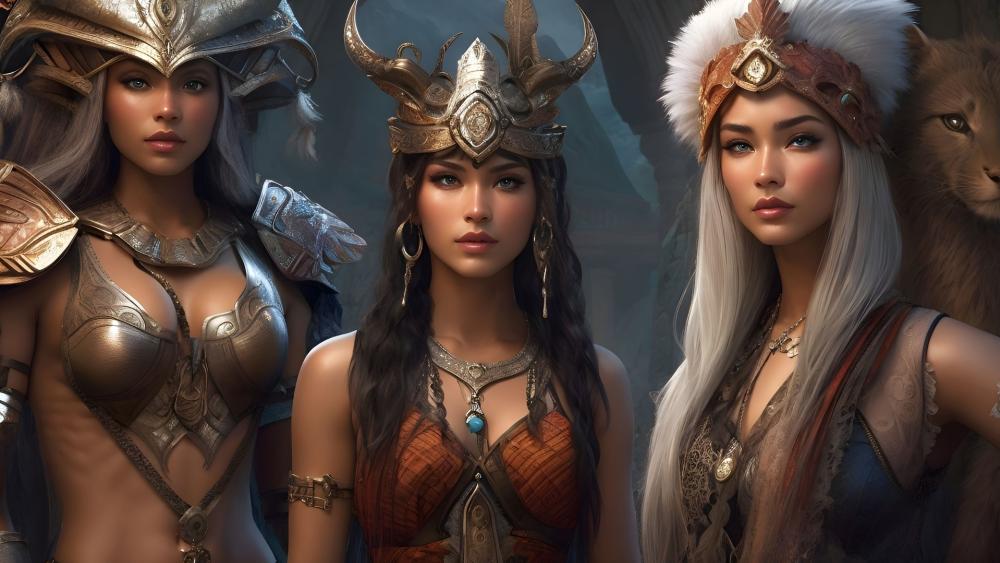 Warrior Queens of a Mystical Realm wallpaper