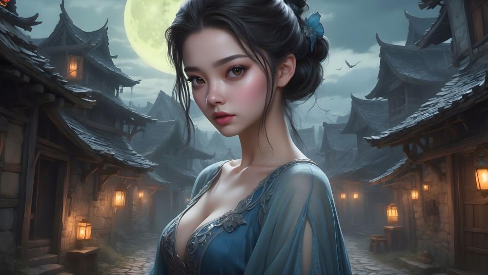 Ethereal Beauty Under the Moonlight  wallpaper