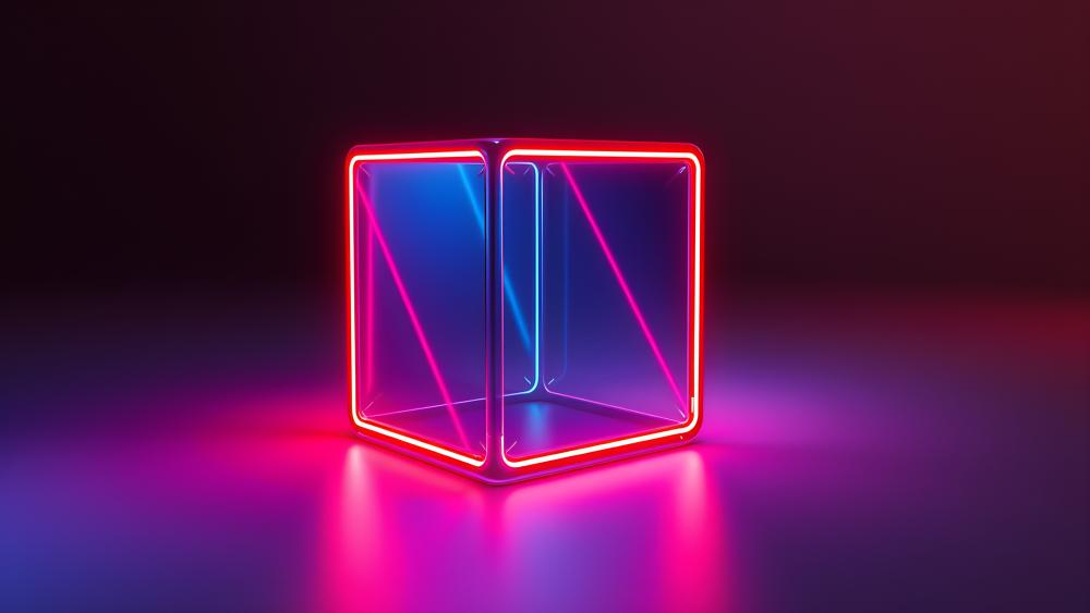 Neon Cubic Dreams in Vibrant Hues wallpaper