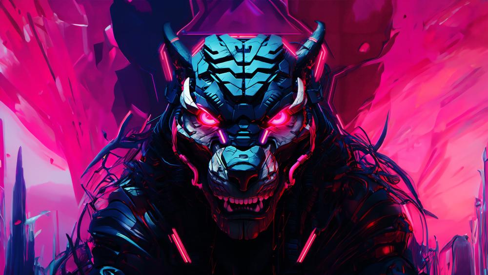 Neon Beast of the Cyber Realm wallpaper