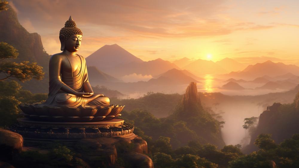 Buddha's Serenity Amidst Nature's Beauty wallpaper