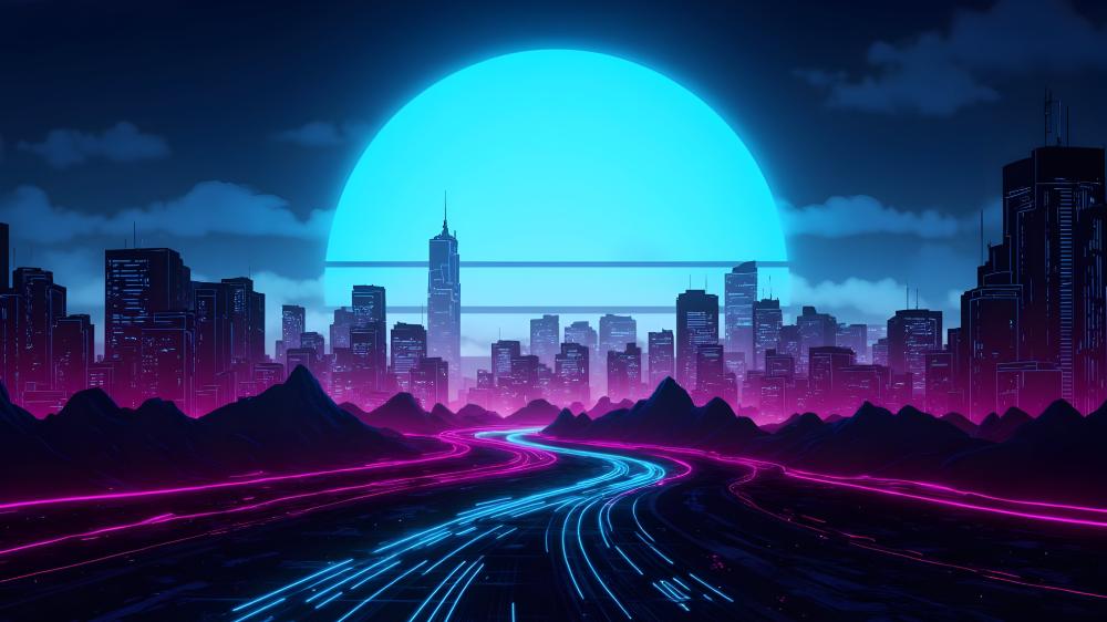 Neon Dreams of a Futuristic Cityscape wallpaper