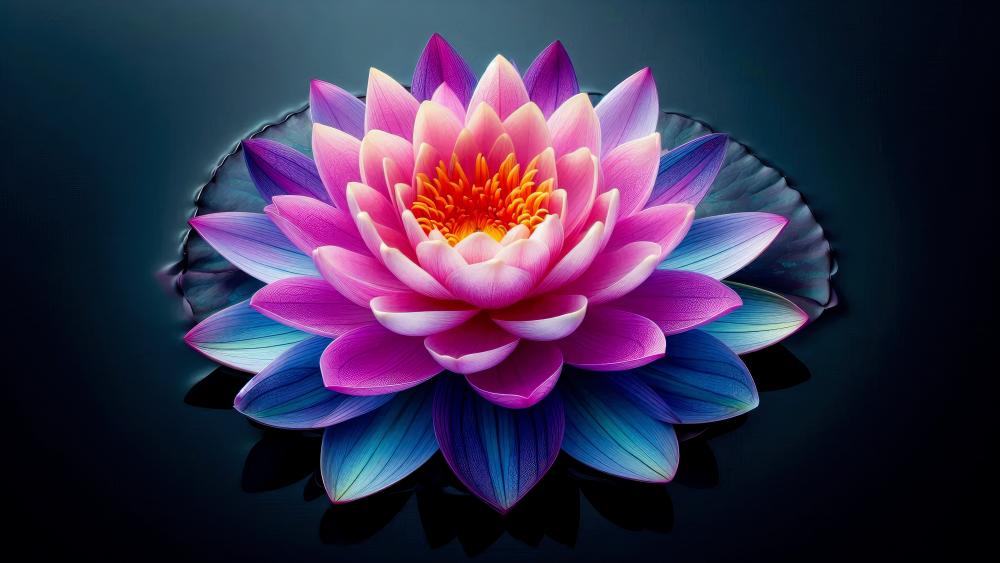 Lotus flower on a pond surface wallpaper