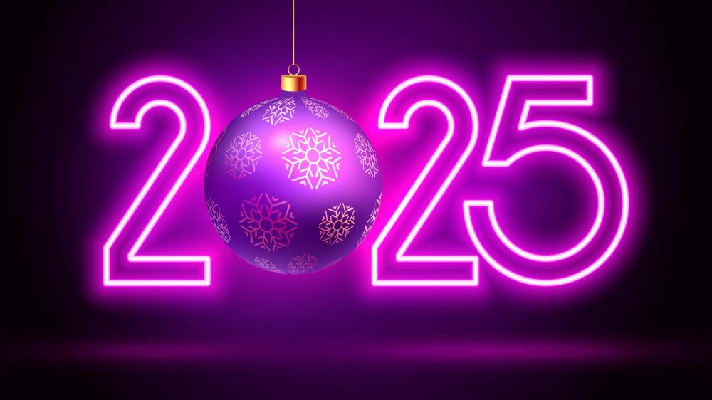 Glowing Purple New Year 2025 Extravaganza wallpaper