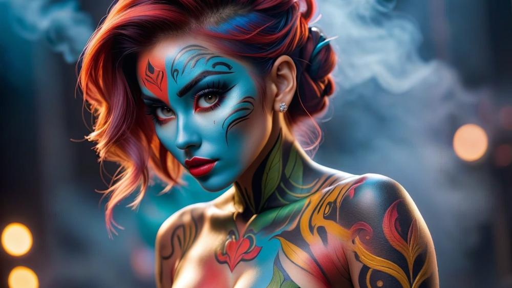 Vibrant AI Artistry in Bodypainting Creation wallpaper