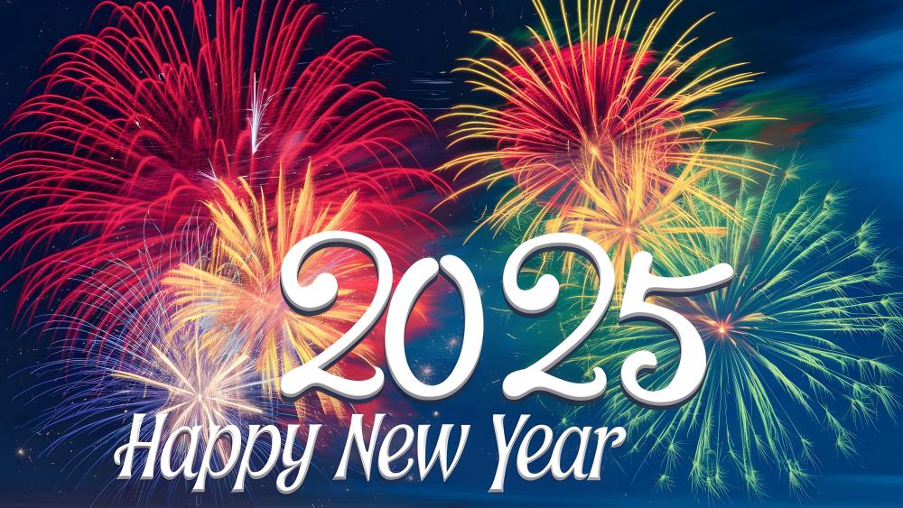 New Year 2025 Fireworks Display Celebration   wallpaper