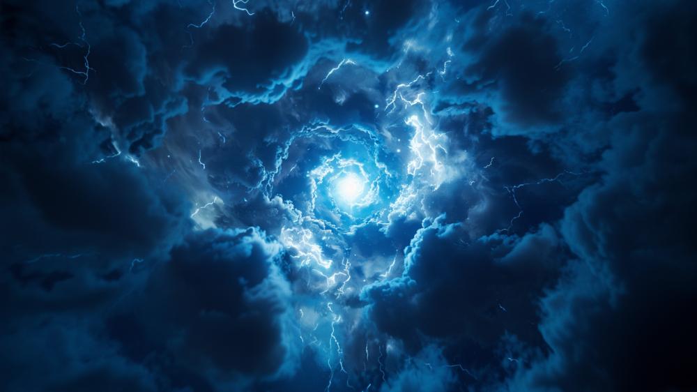 Azure Vortex of Lightning and Storms wallpaper