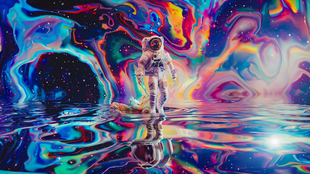 Psychedelic Cosmic Odyssey: A Pixel Adventure in 4K wallpaper