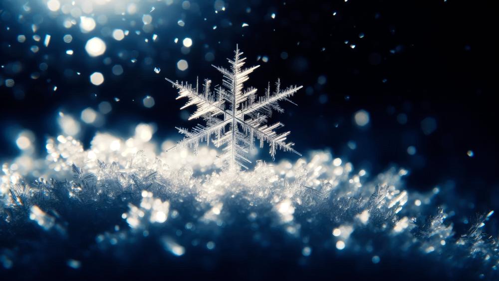 Snow crystal on snow surface wallpaper