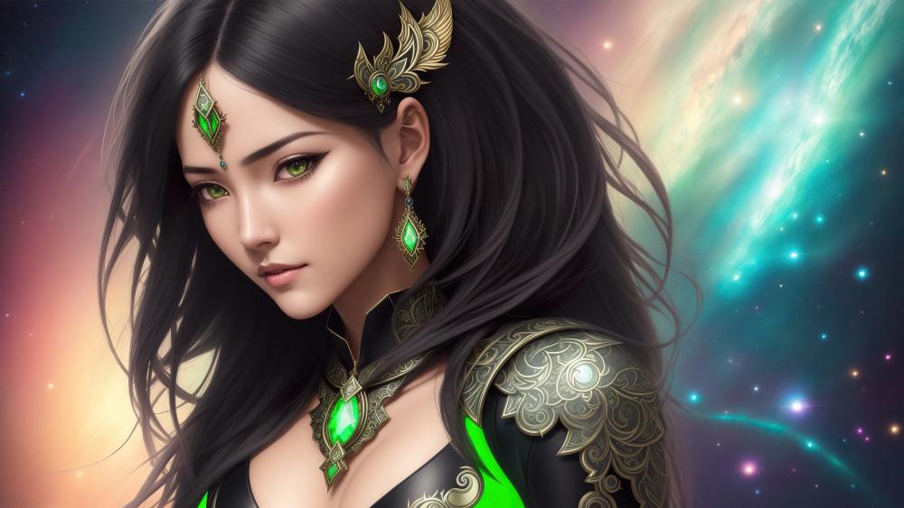 Enchanting Galactic Princess in Mystical Realm wallpaper