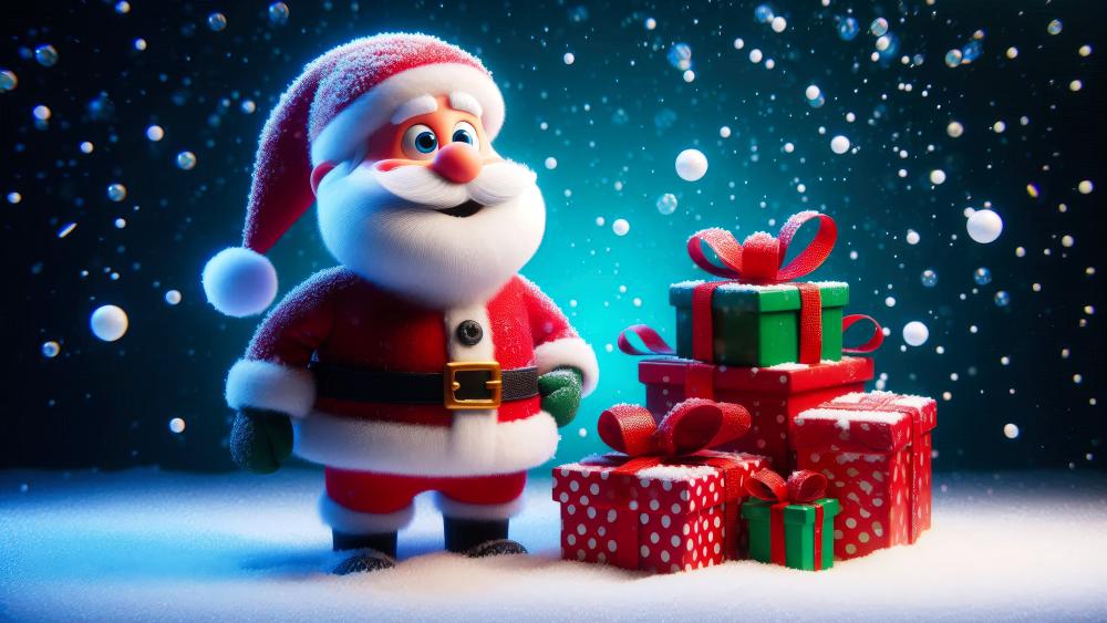 Santa with gifts wallpaper