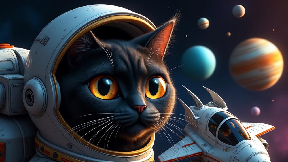 Astronaut Cat Exploring Deep Space wallpaper