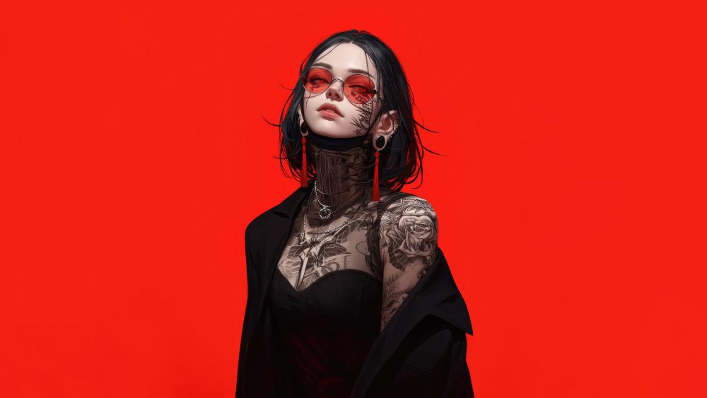 Tattooed Enigma in Red and Black wallpaper