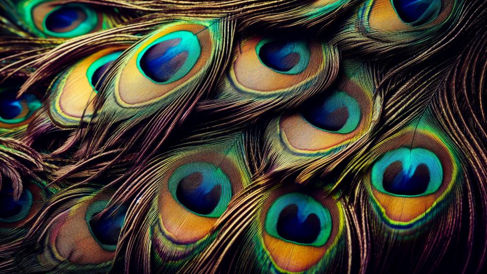 Peacock feathers bunch wallpaper