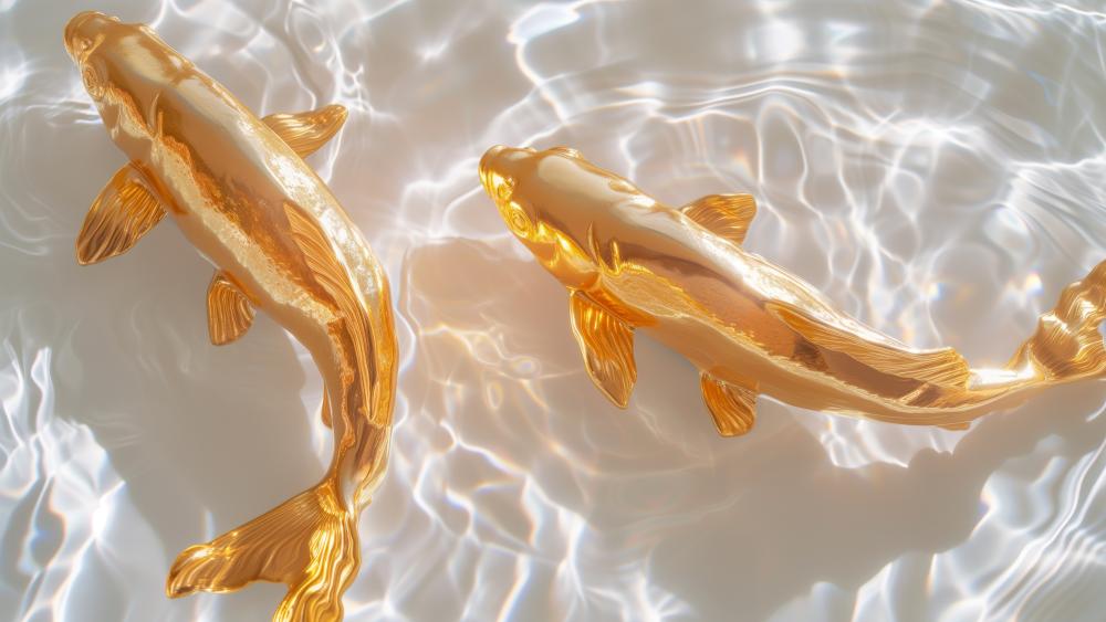 Golden Koi Elegance in 5K Brilliance wallpaper