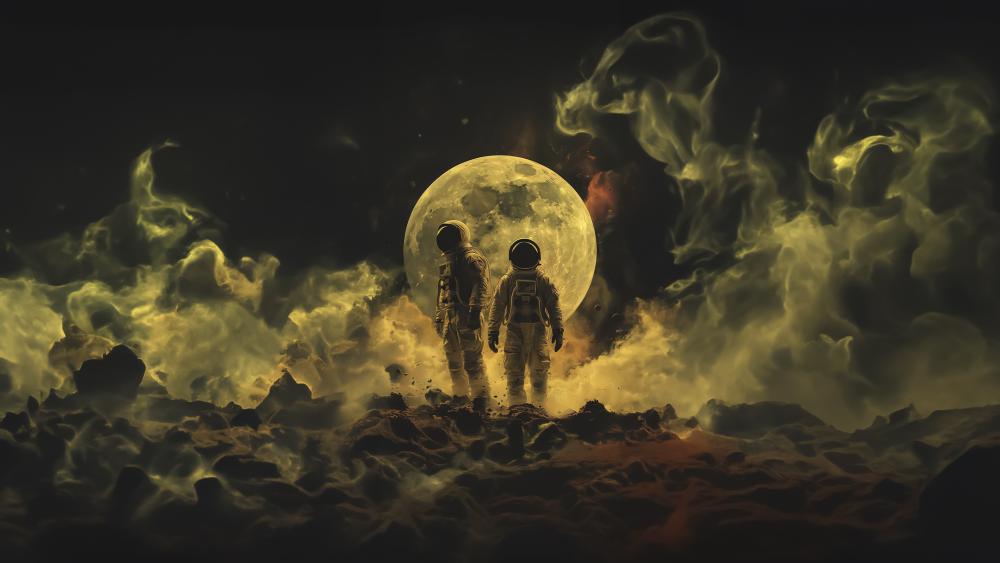 Moonlit Duo in a Sci-Fi Apocalypse wallpaper