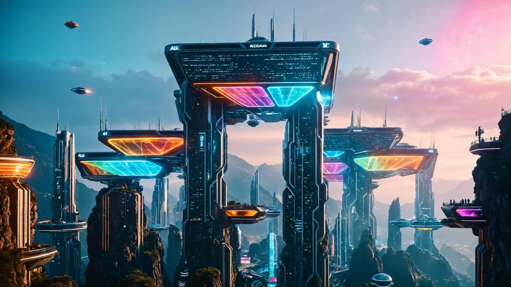 Neon Horizon Futuristic Cityscape wallpaper