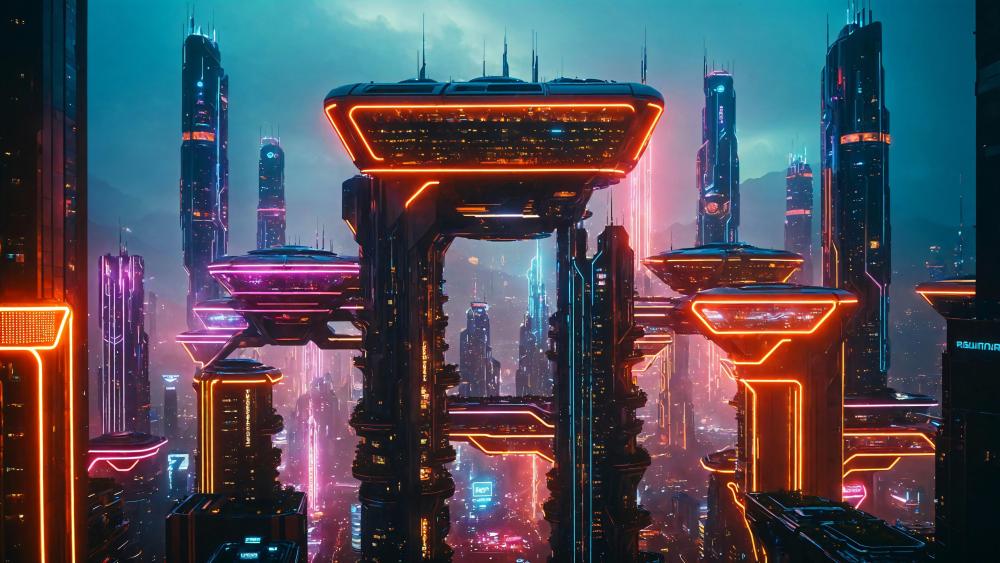 Neon Skies Cyberpunk Metropolis wallpaper