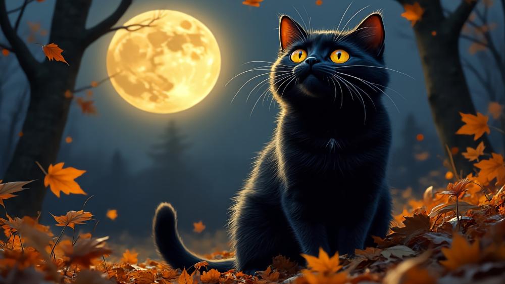 Moonlit Whiskers: A Twilight Stroll wallpaper