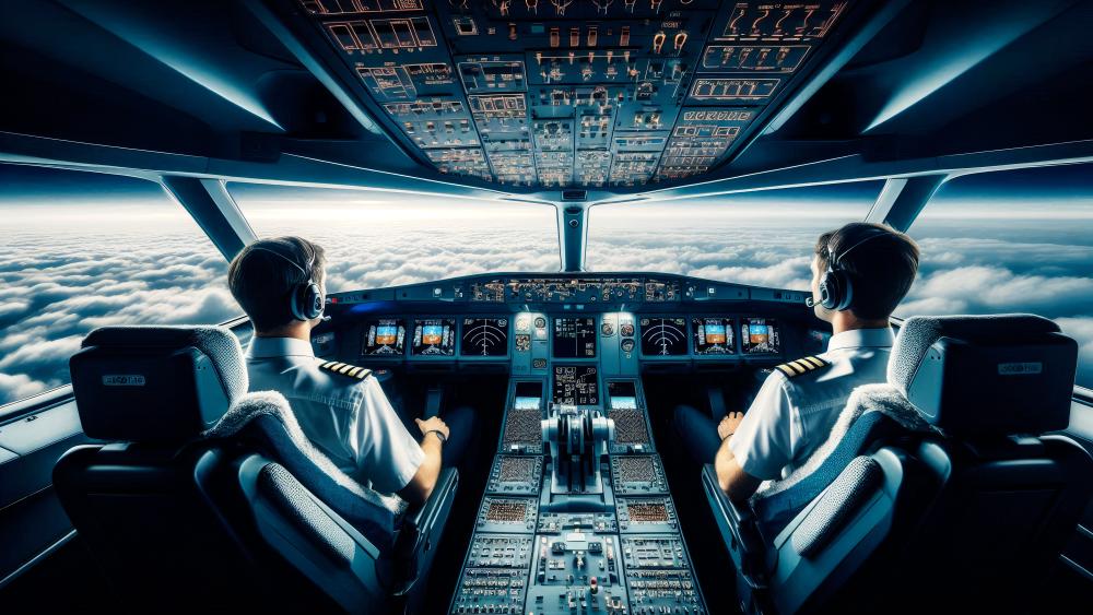 A 380 Airbus cockpit view while on flight wallpaper