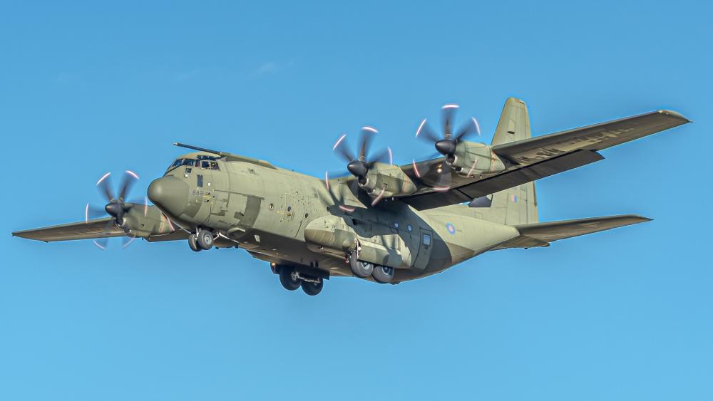 Military Cargo Aircraft in Flight wallpaper