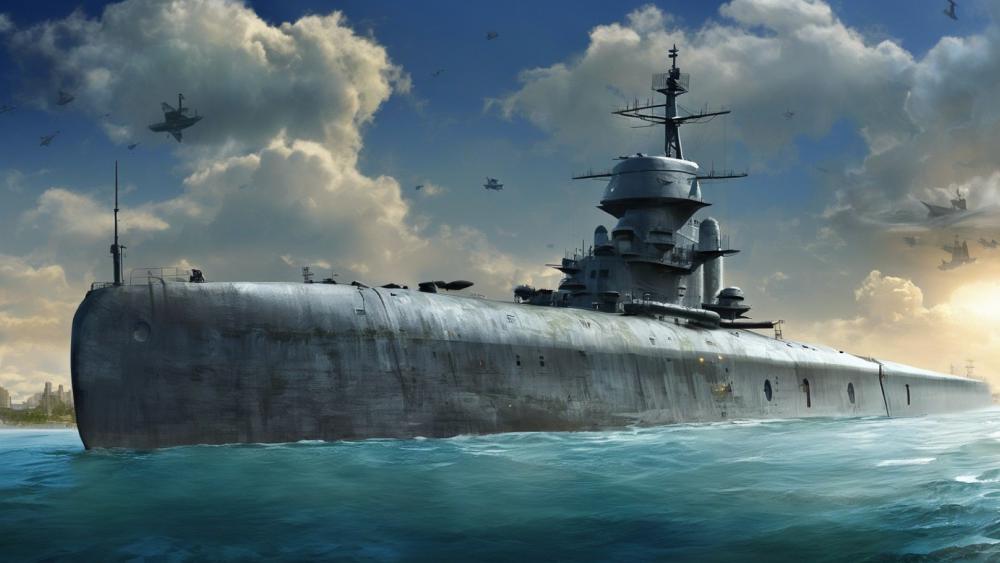 Battleship of the Skies and Seas wallpaper