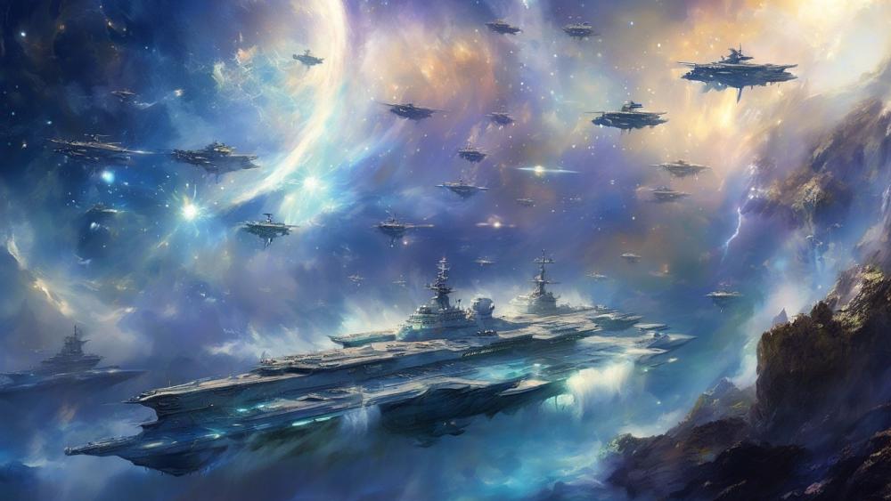 Space Armada in a Cosmic Dance wallpaper