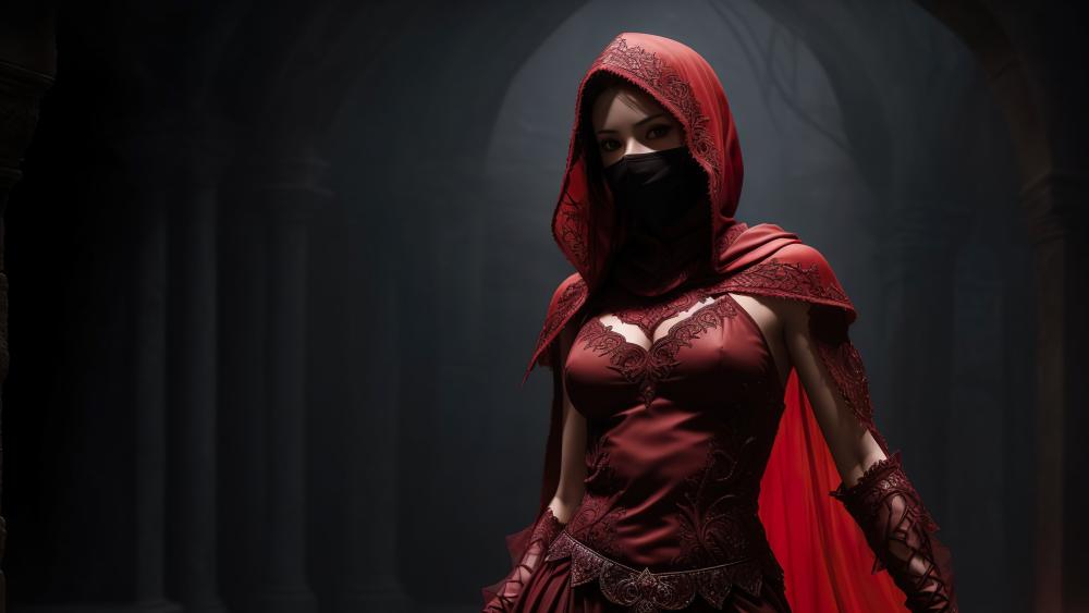 Mystic Assassin in a Red Cloak wallpaper