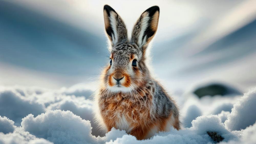 A mountain Hare in early Winter wallpaper