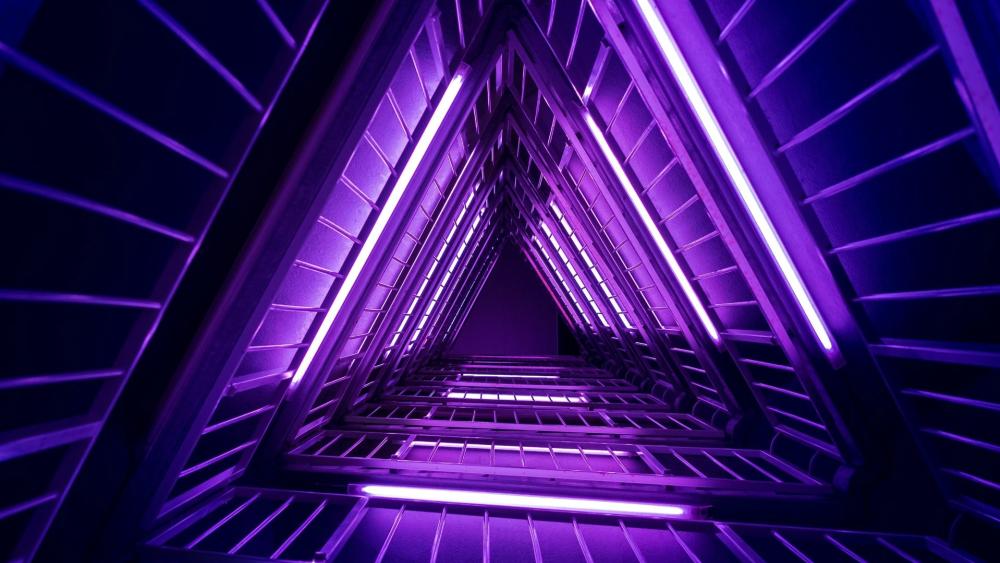 Cool Abstract Neon Staircase Lights wallpaper