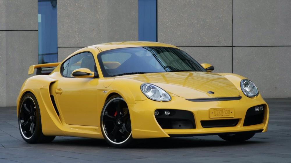 Porsche Cayman in Vibrant Yellow wallpaper