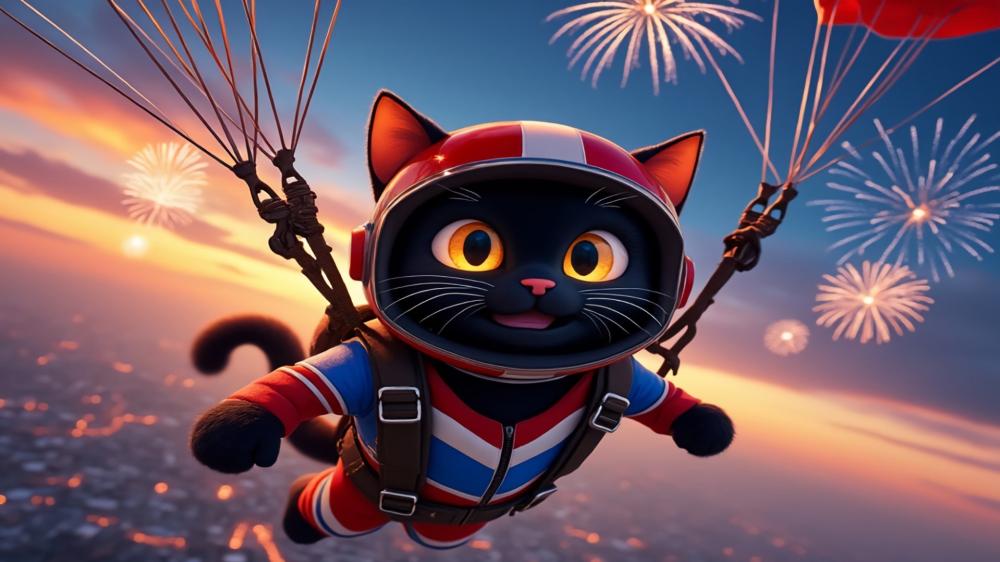 Skydiving Cat Adventure with a Twist! wallpaper