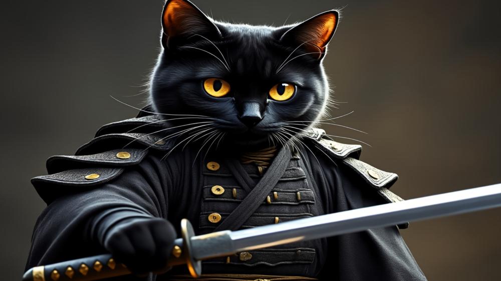 Black Cat Warrior: Guardian of the Shadows wallpaper