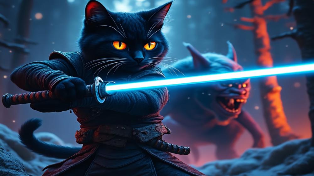 Samurai Cat of the Rising Sun wallpaper