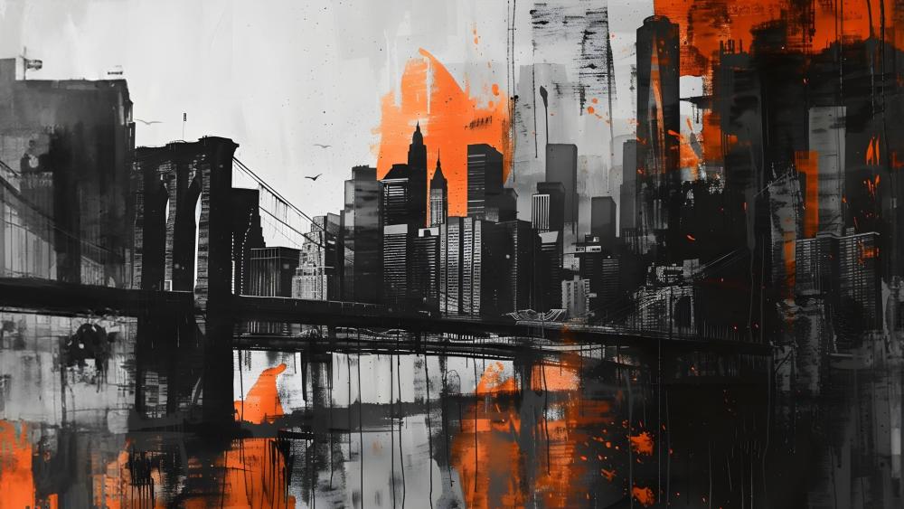 Abstract Reflections of New York Cityscape wallpaper