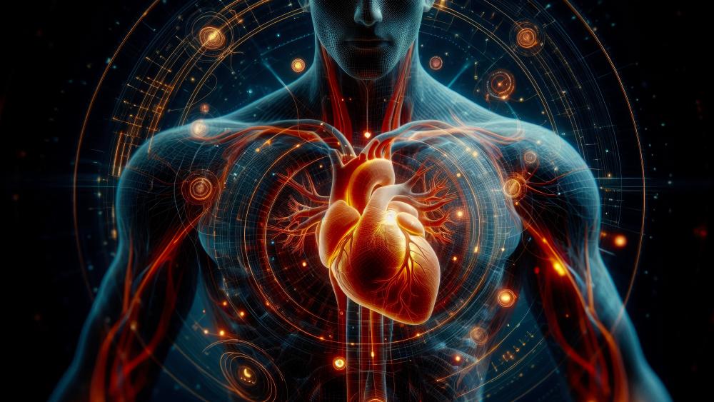 Human Heart in anatomical abstract wallpaper