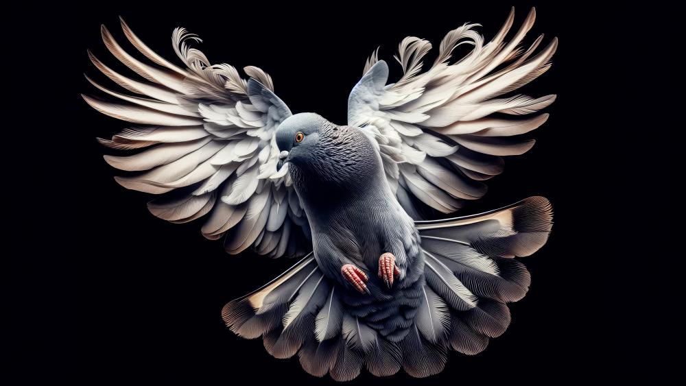 Pigeon in flight - closeup  wallpaper