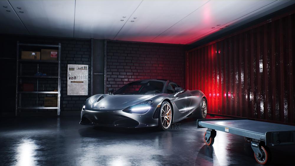 McLaren 720S in Sleek Garage Setting wallpaper